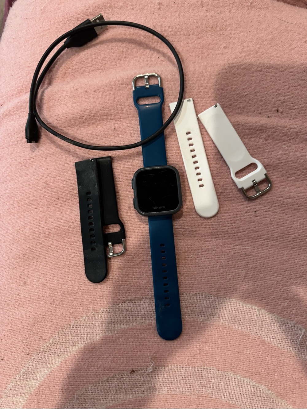 Garmin Bounce Kids watch with Black and White Replacement Bands and Charger